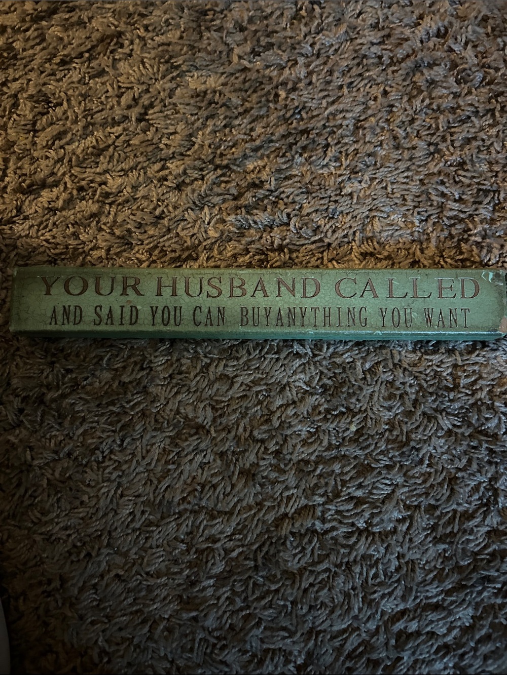 Rustic Green Decorative Wood Sign - 'Your Husband Called'